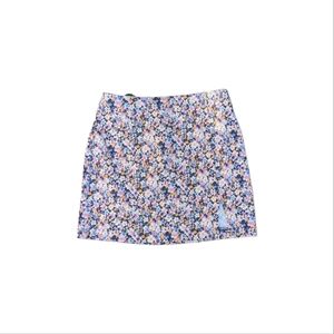 Boho Floral Pattern Miniskirt Side Slit Bodycon Skirt Pink Beige Purple Size 6